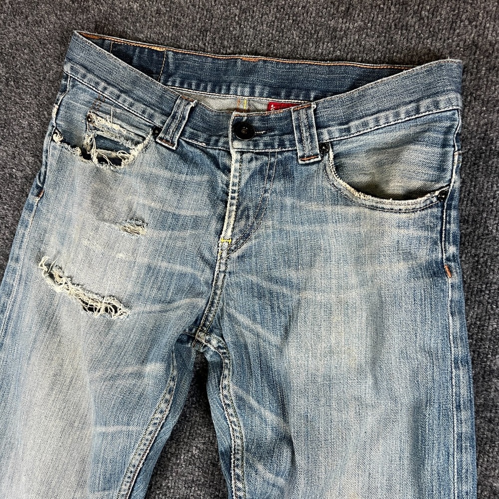 Vintage Levi's Red Tab Jeans Boys 16‎ Blue Denim Stretch Distressed Straight Leg